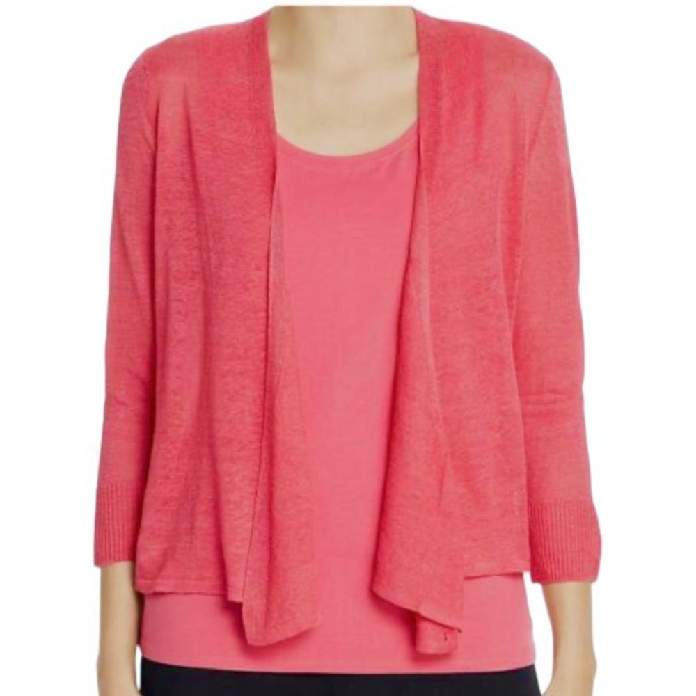 J. Jill hot pink open cardigan linen blend size large